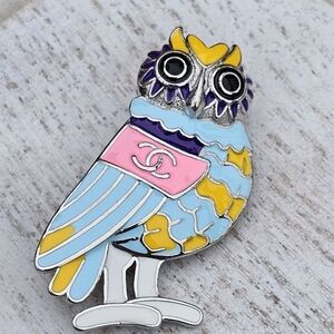 Colorful Owl Brooch (Stamped)